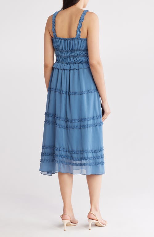 Wishlist Ruffle Tiered Midi Sundress In Coronet Blue