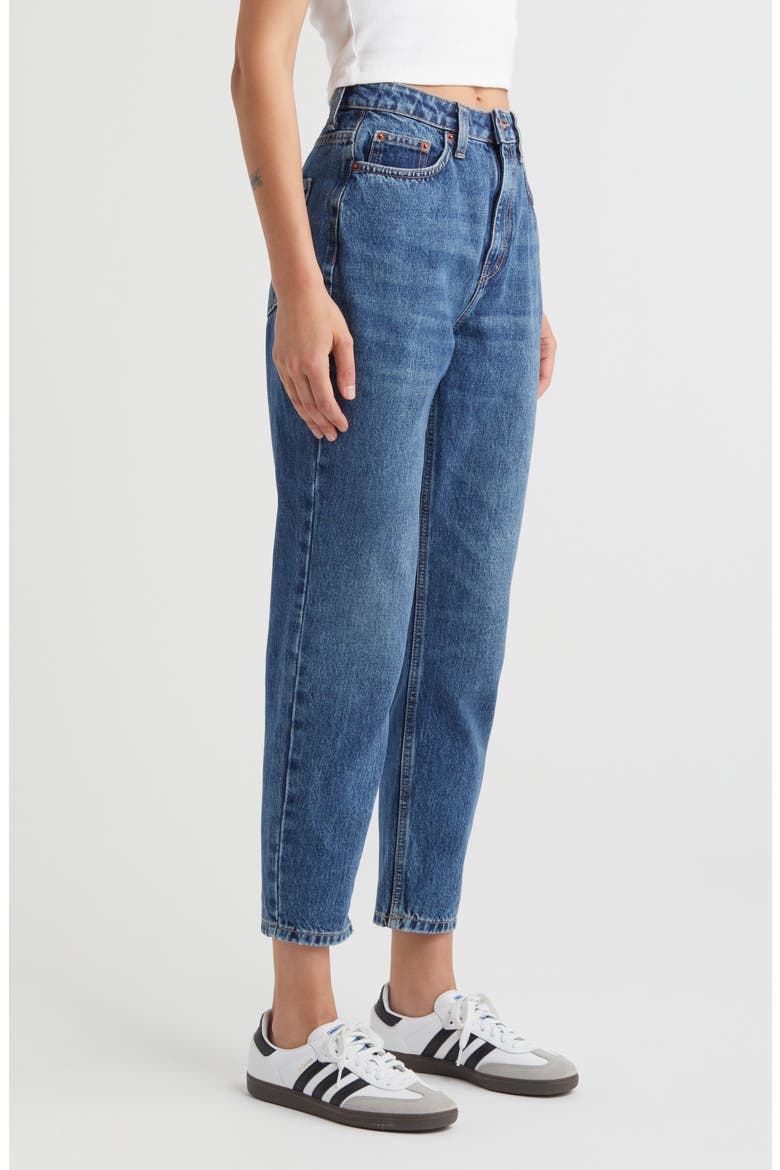 High Waist Tapered Mom Jeans, Alternate, color, MEDIUM BLUE
