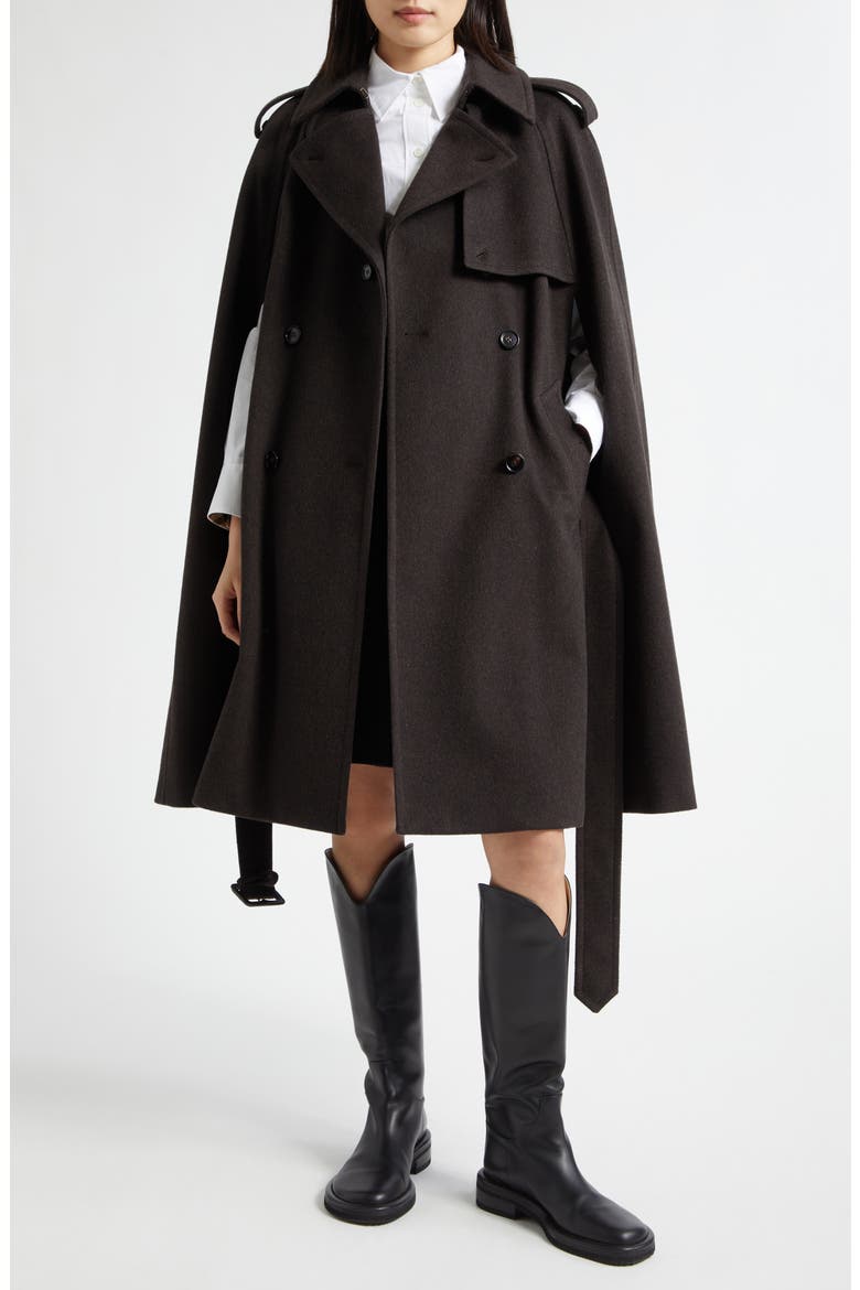 Belmont Cashmere Trench Cape, Main, color, BROWN MELANGE