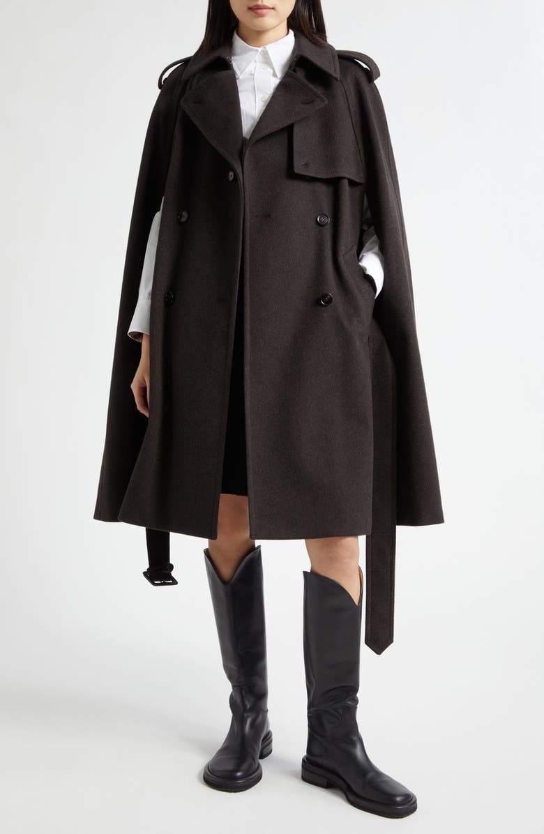 Burberry Belmont Cashmere Trench Cape, Main, color, Brown Melange