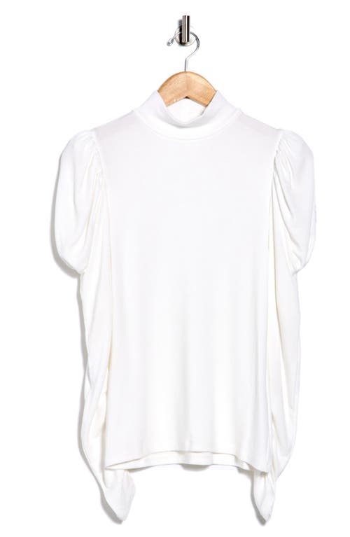 Rebecca Taylor Drape Mock Neck Top In White