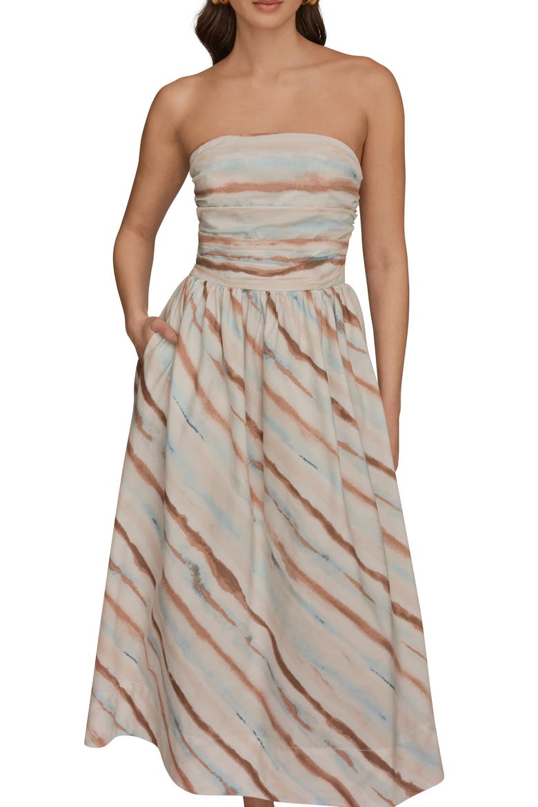 Watercolor Print Strapless Maxi Dress, Main, color, WATERCLR S