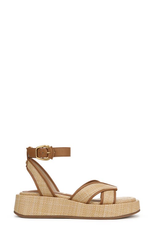 Sam Edelman Nylie Woven Wedge Platform Sandal In Bleached Beechwood/saddle
