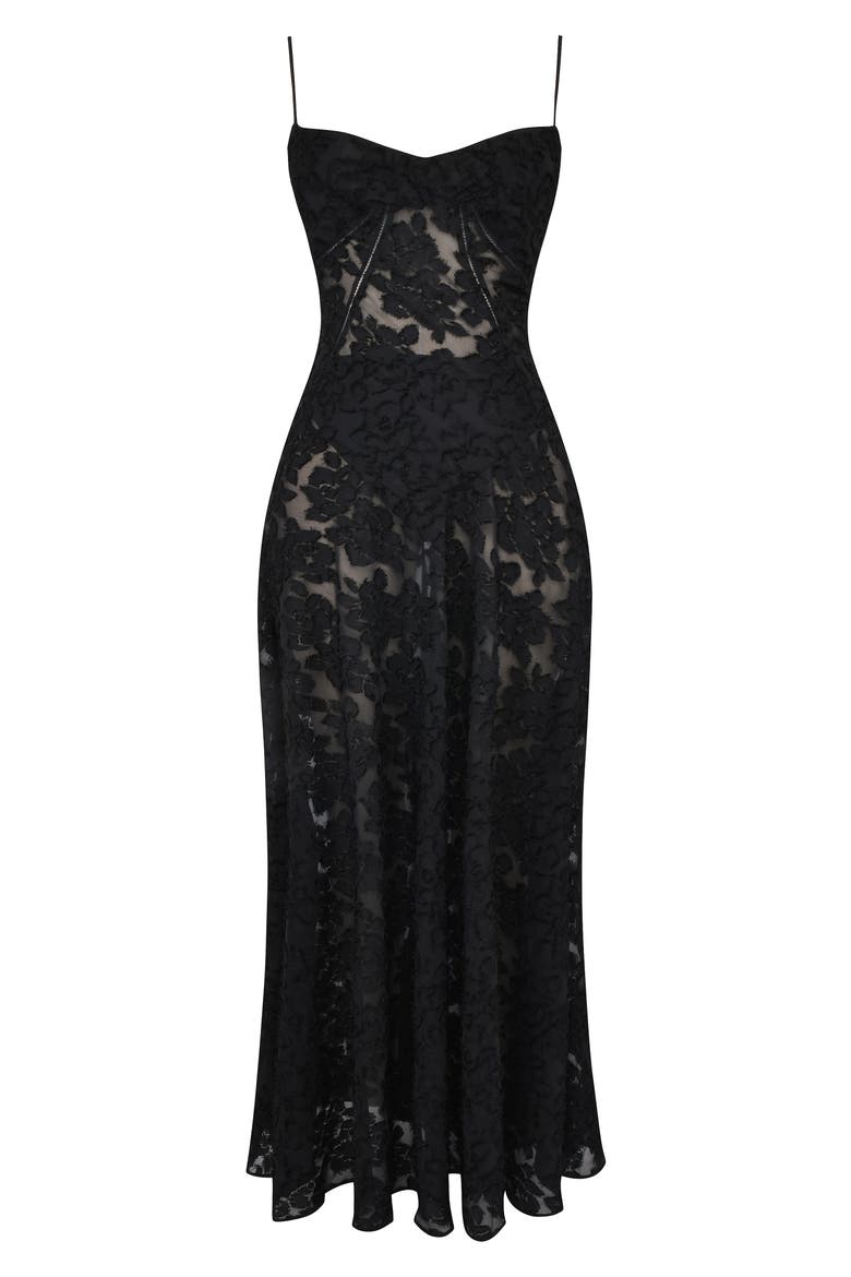 Seren Blush Sheer Lace-Up Back Gown, Alternate, color, BLACK