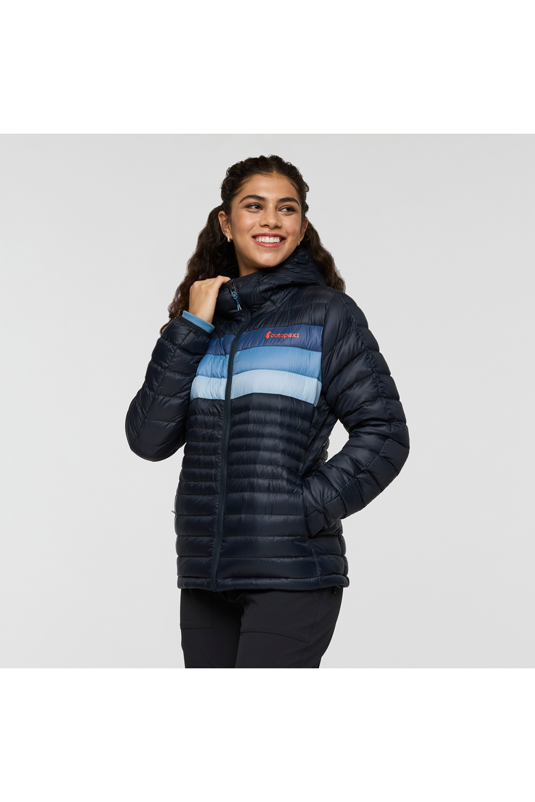 Fuego Down Hooded Jacket - Women's, Main, color, Carbon Stripes