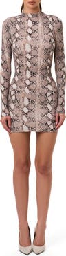 Naked Wardrobe Print Long Sleeve Body-Con Minidress