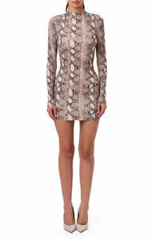 Naked Wardrobe Print Long Sleeve Body-Con Minidress