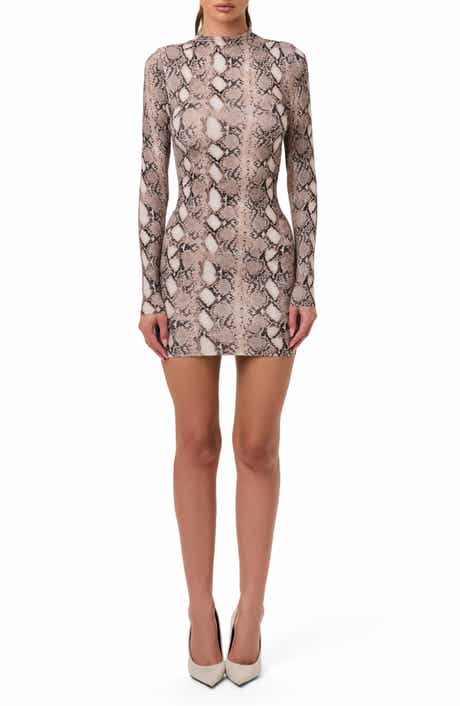 Naked Wardrobe Print Long Sleeve Body-Con Minidress