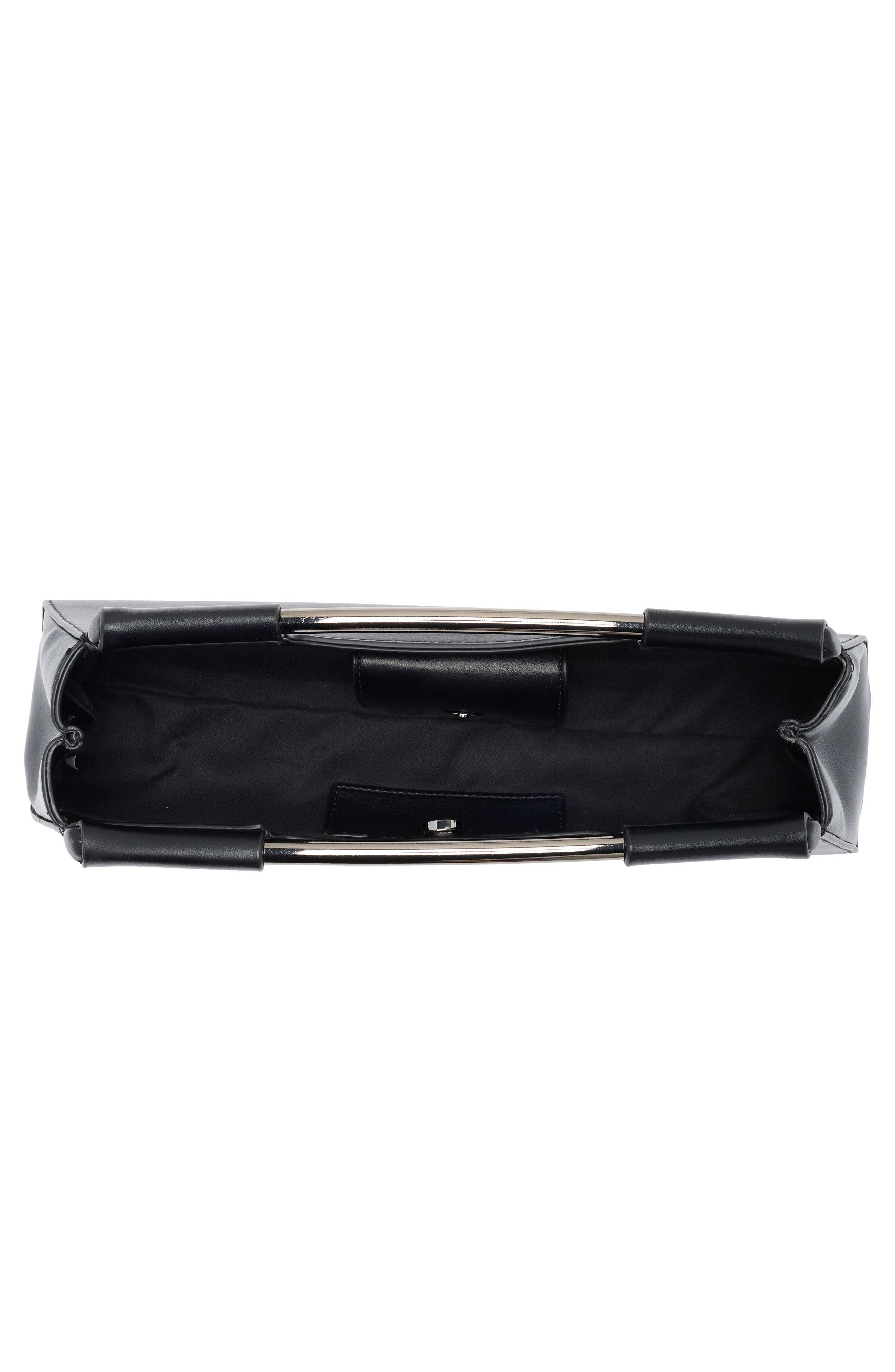 BCBG Curved Hardware Handle Clutch, Alternate, color, Black