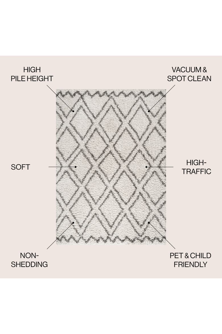 Soller Diamond Trellis Shag Area Rug, Alternate, color, Beige/Dark Gray