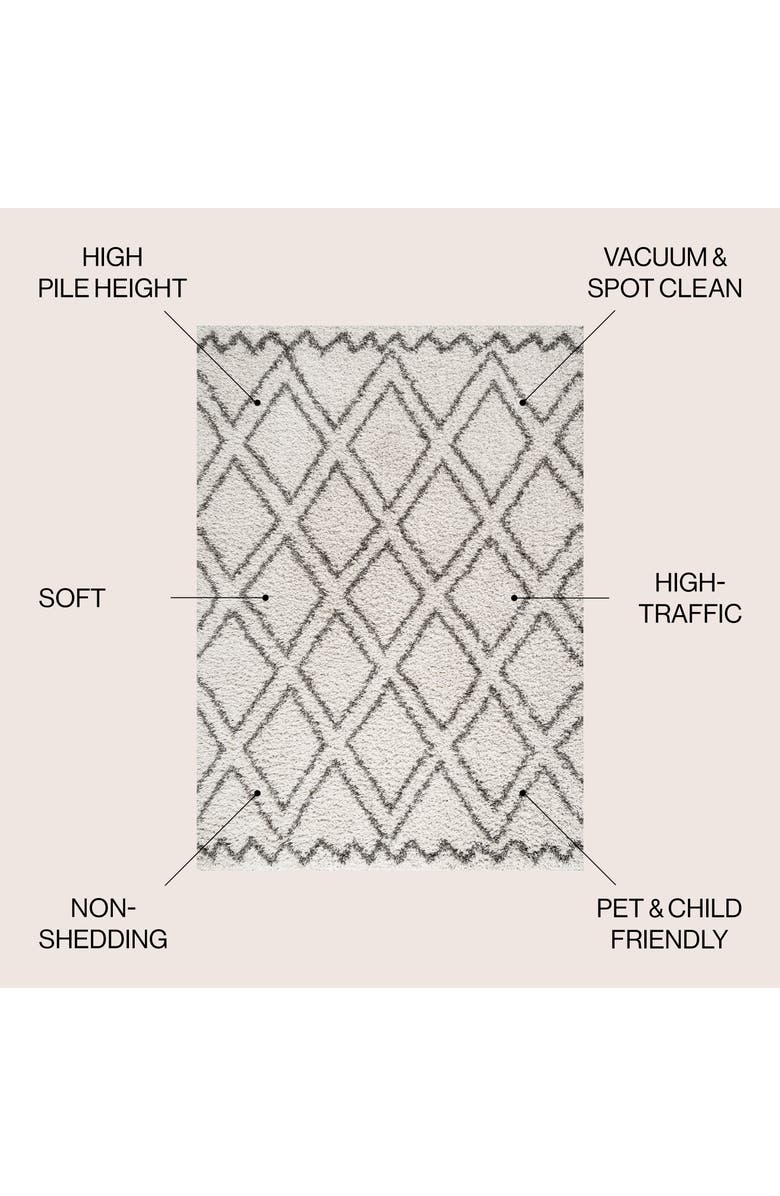 JONATHAN Y Soller Diamond Trellis Shag Area Rug, Alternate, color, Beige/Dark Gray