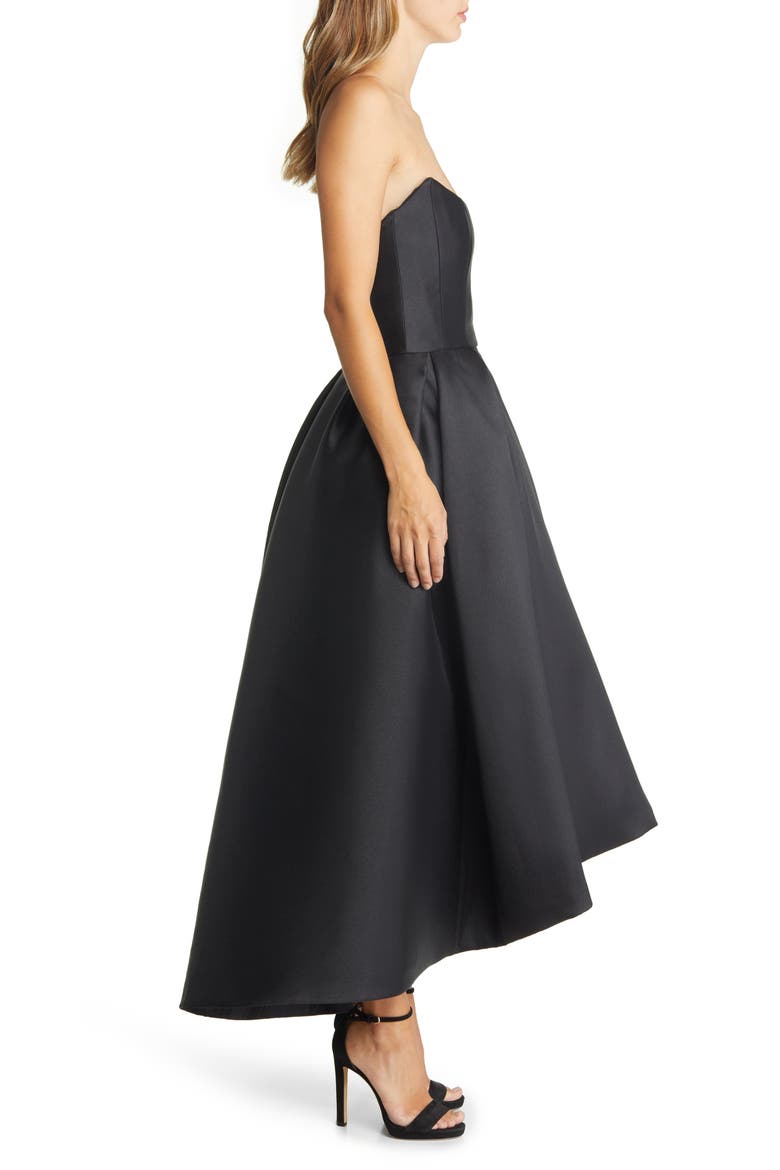 Strapless Satin Gown, Alternate, color, BLACK