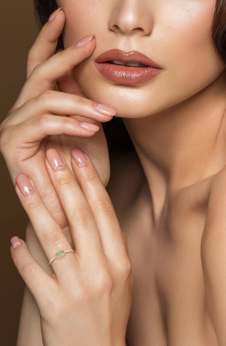 Ember Fine Jewelry 14K Gold Turquoise Evil Eye Ring, Alternate, color, Gold