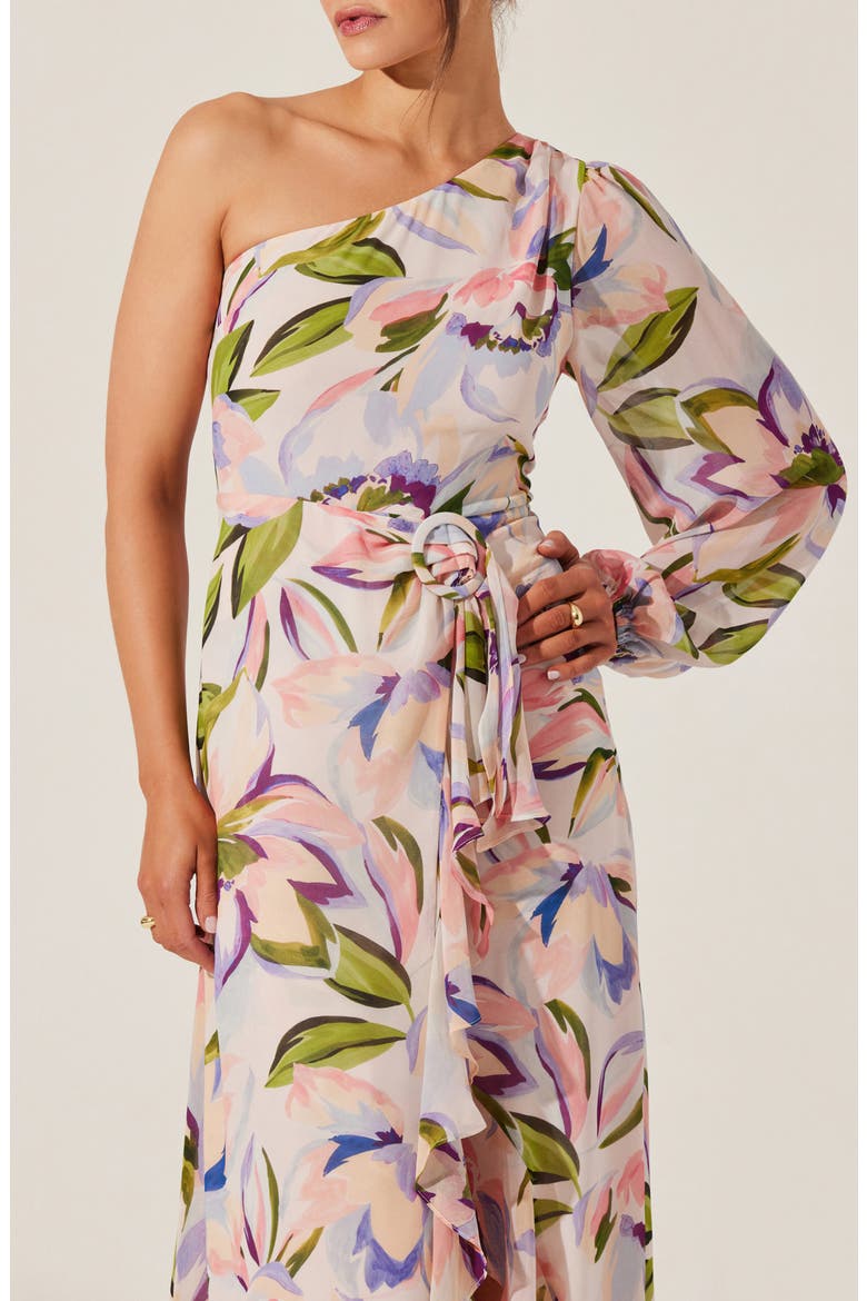 Sandersonia Floral Print Asymmetric Dress, Alternate, color, PINK FLORAL