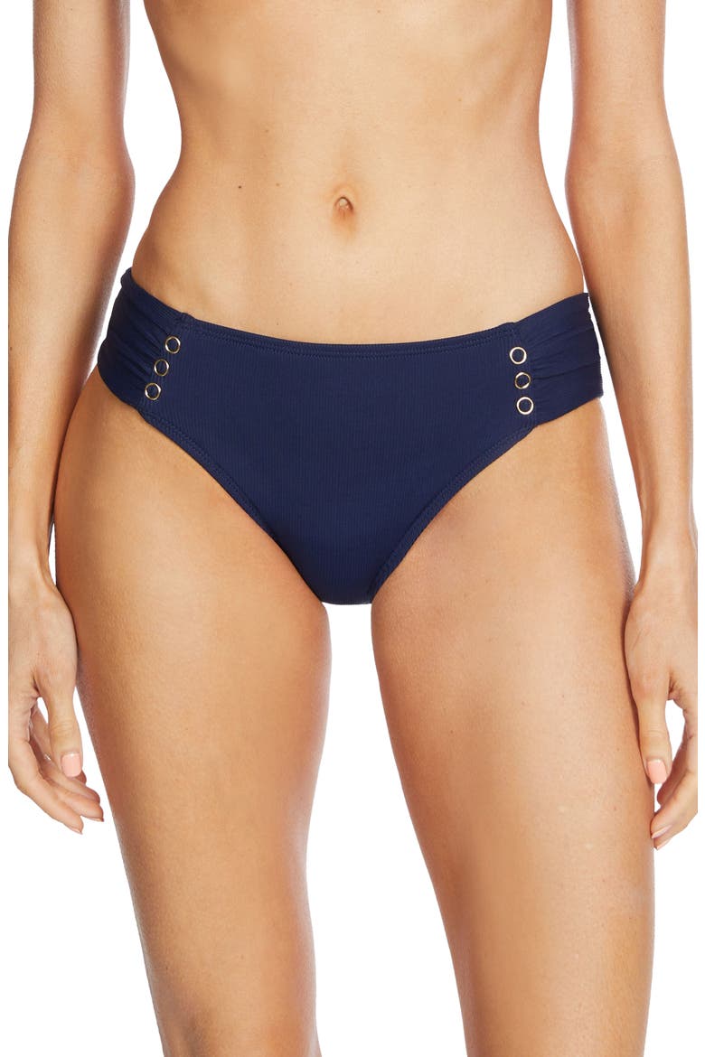 Amy Side Tab Bikini Bottoms, Main, color, NAVY