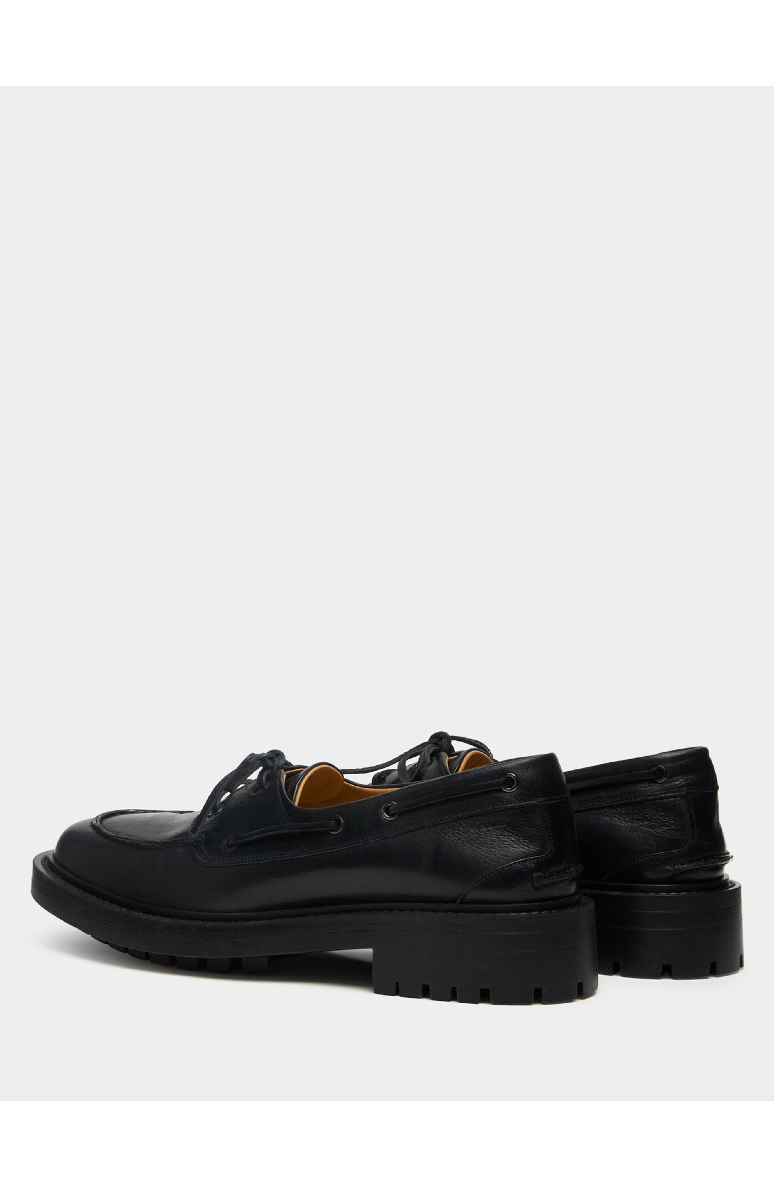 Bally B-Lug Bootie in Buffalo Leather Lined with Sheepskin, Alternate, color, Black