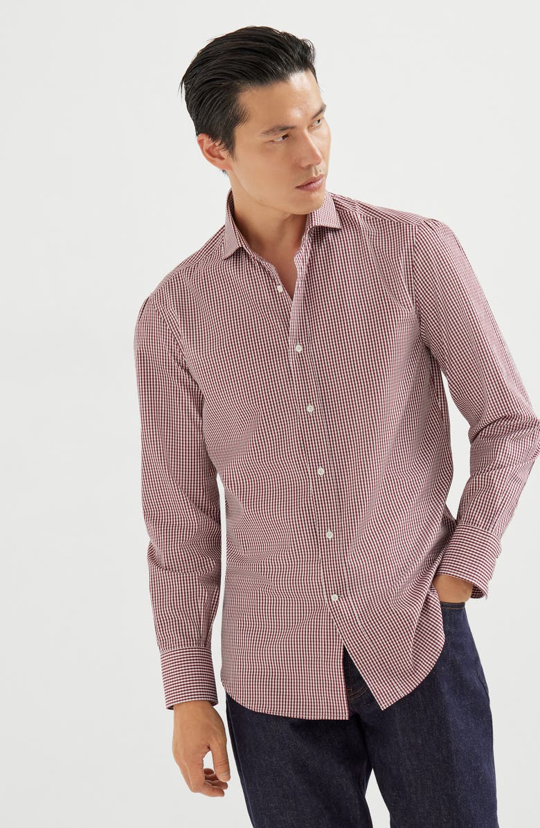 Brunello Cucinelli Spread collar shirt, Alternate, color, Amaranth