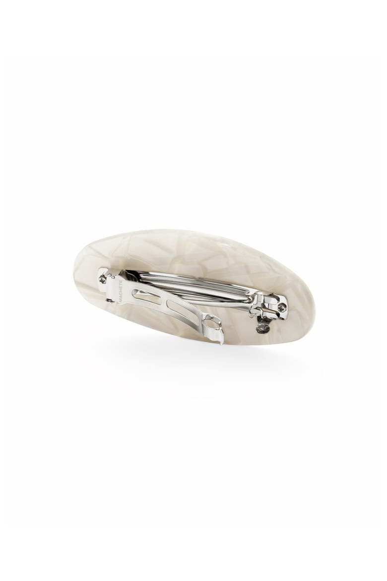 Jumbo Oval Barrette, Alternate, color, White Shell