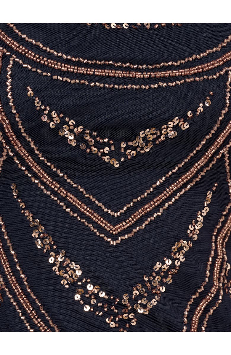 Adrianna Papell Beaded Cocktail Dress, Alternate, color, Navy/Rosegold