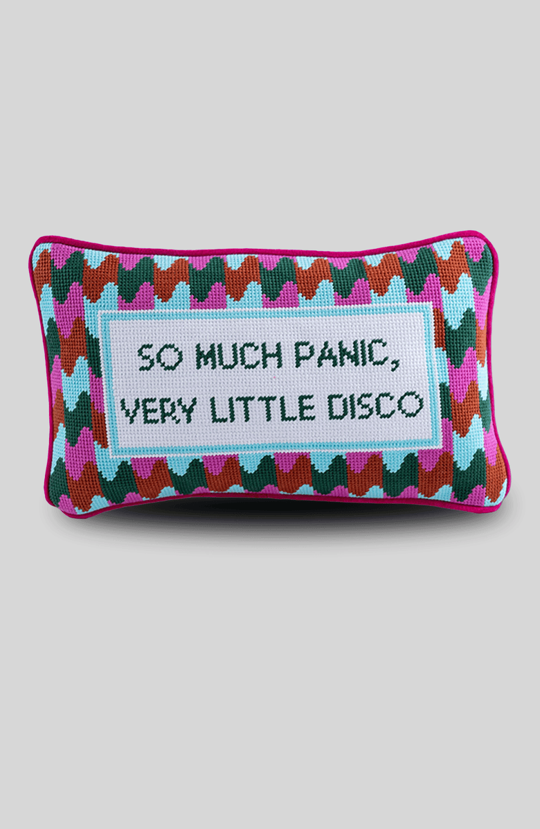 Furbish Panic at the Disco Needlepoint Pillow, Main, color, Dark Pink
