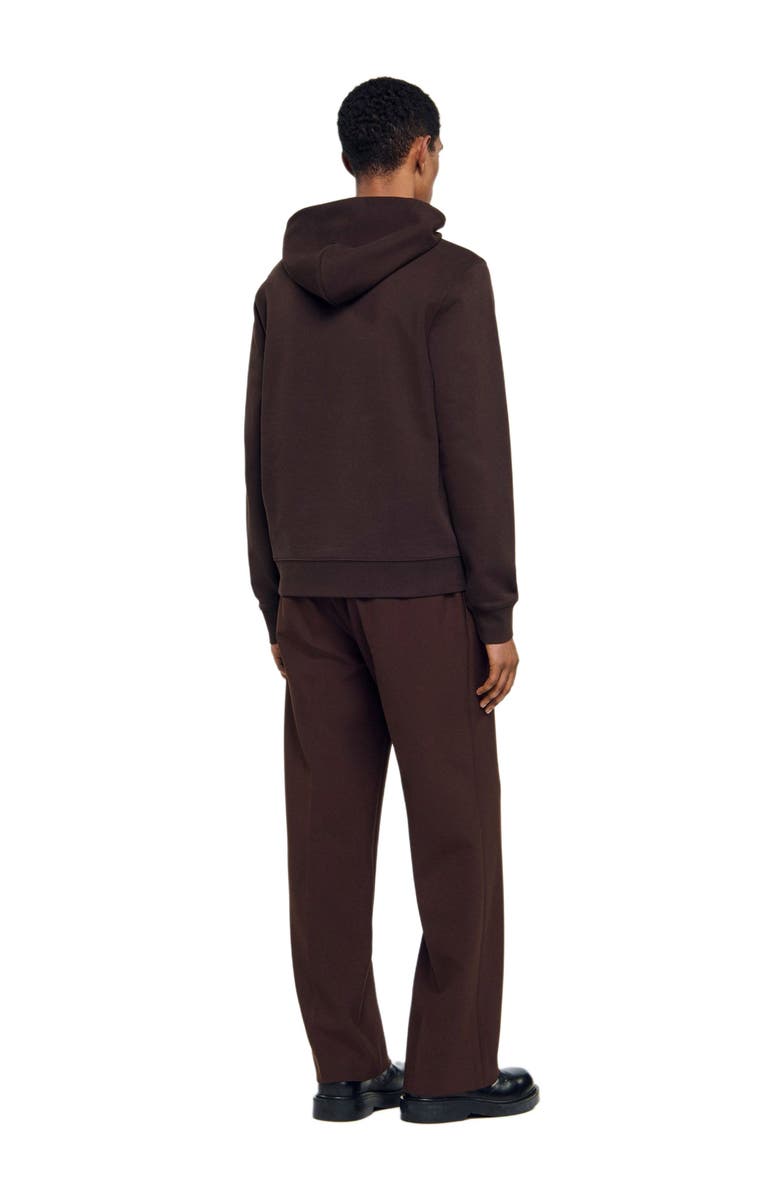 SANDRO Hooded flower patch sweatshirt, Alternate, color, Chocolate