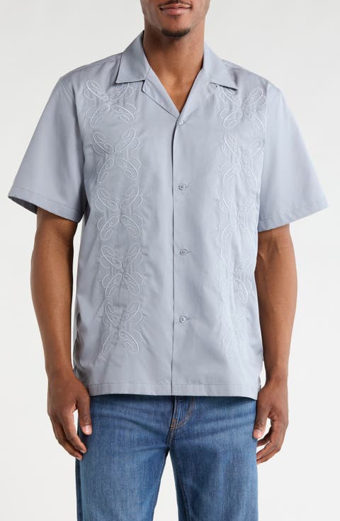 Signet Embroidered Camp Shirt