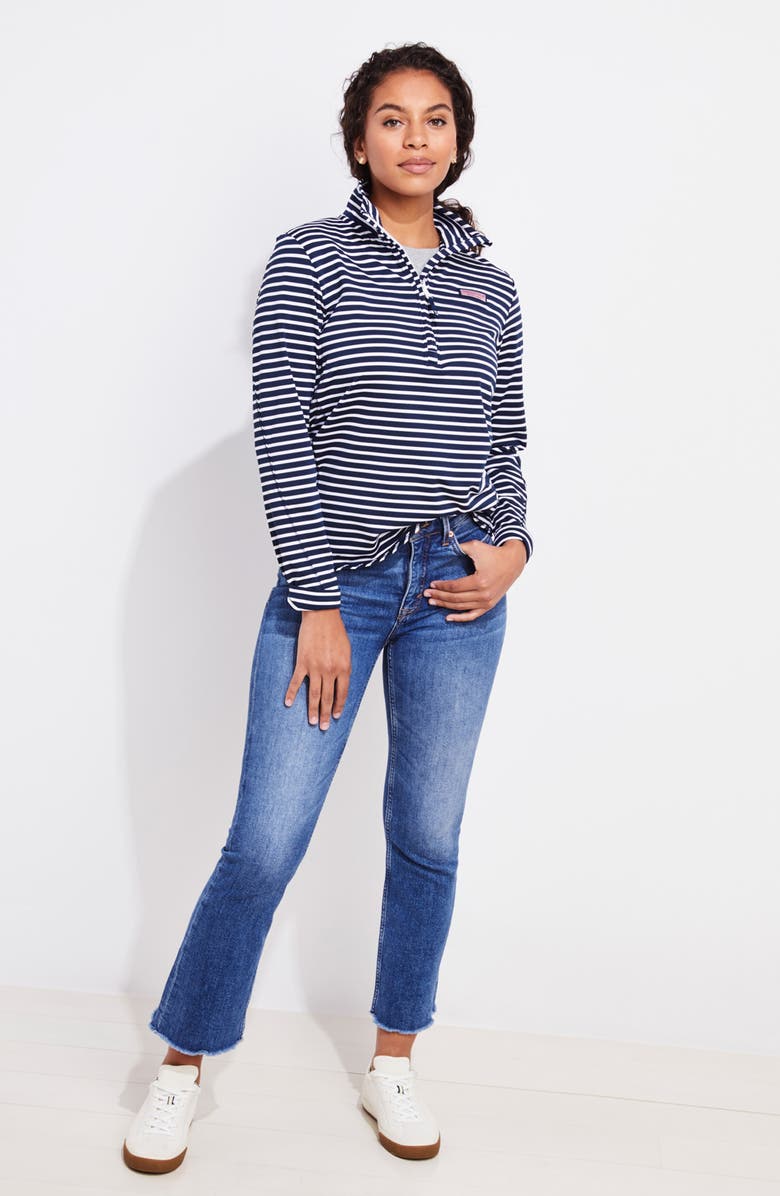 vineyard vines Microstripe Sankaty Half Zip Shep Shirt, Alternate, color, 7595 Navy