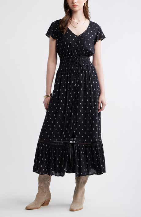 Smocked Dobby Maxi Dress