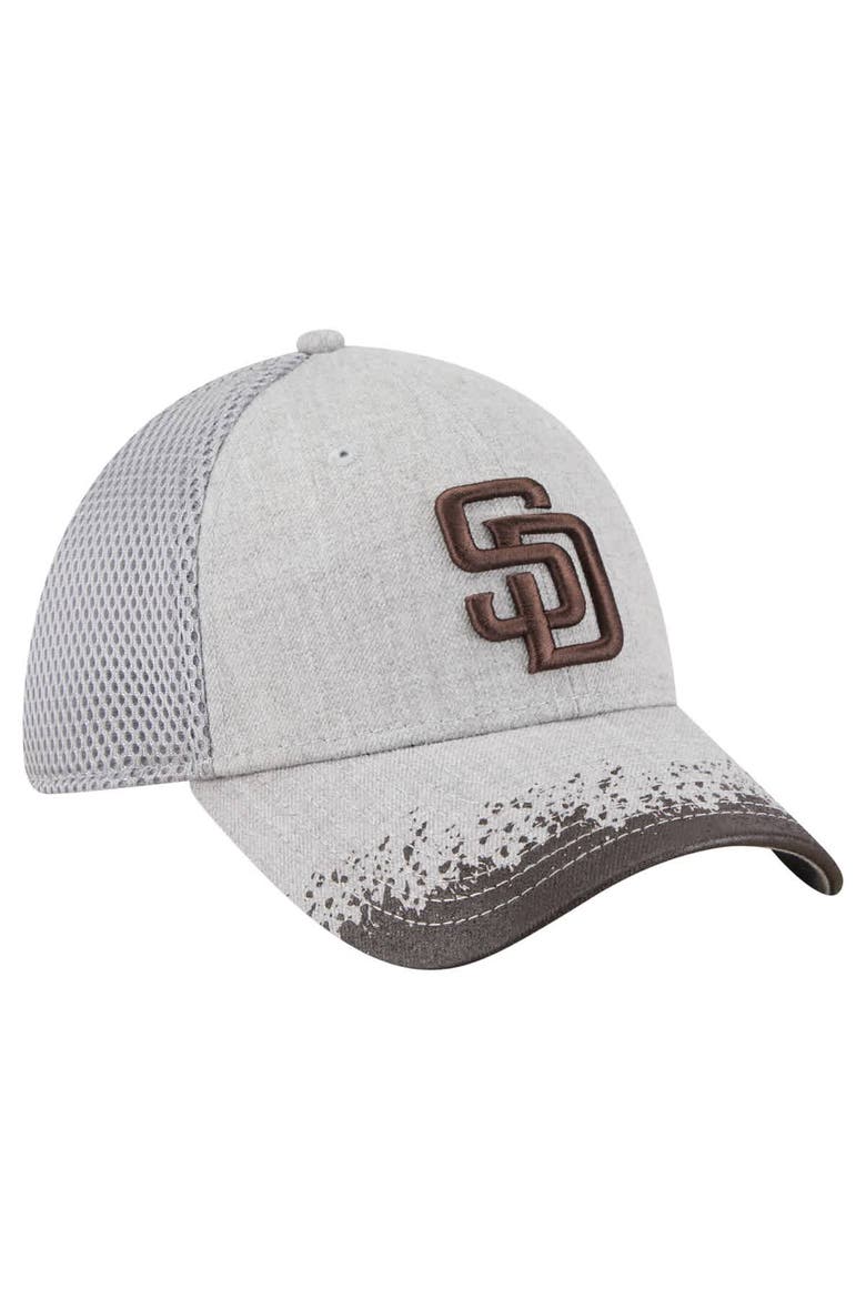 Men's New Era Gray San Diego Padres Visor Paint Splatter 39THIRTY Flex Hat, Alternate, color, Gray