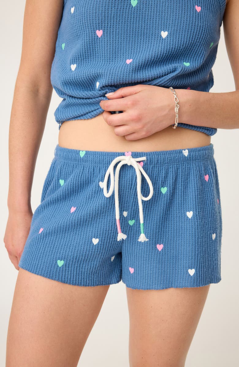 PJ Salvage Love Club Thermal Pajama Shorts, Main, color, Blue Horizon