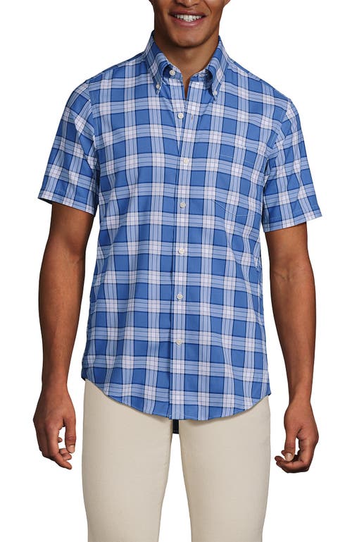 Lands' End Short Sleeve No Iron Twill Shirt In Blue