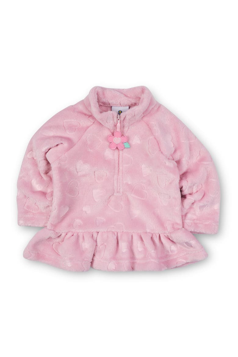 Heart Fleece Top With Flowers, Main, color, Pink