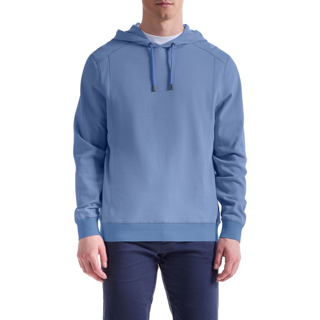 Bugatchi Textured Piqué Hoodie In Blue