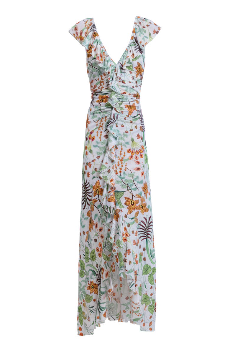 Diane von Furstenberg Sonia Metallic Floral Dress, Alternate, color, Miragevine White