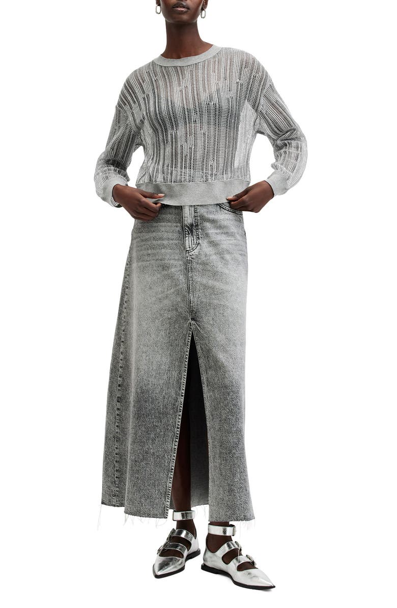 AllSaints Giana Open Stitch Sweater, Alternate, color, Silver