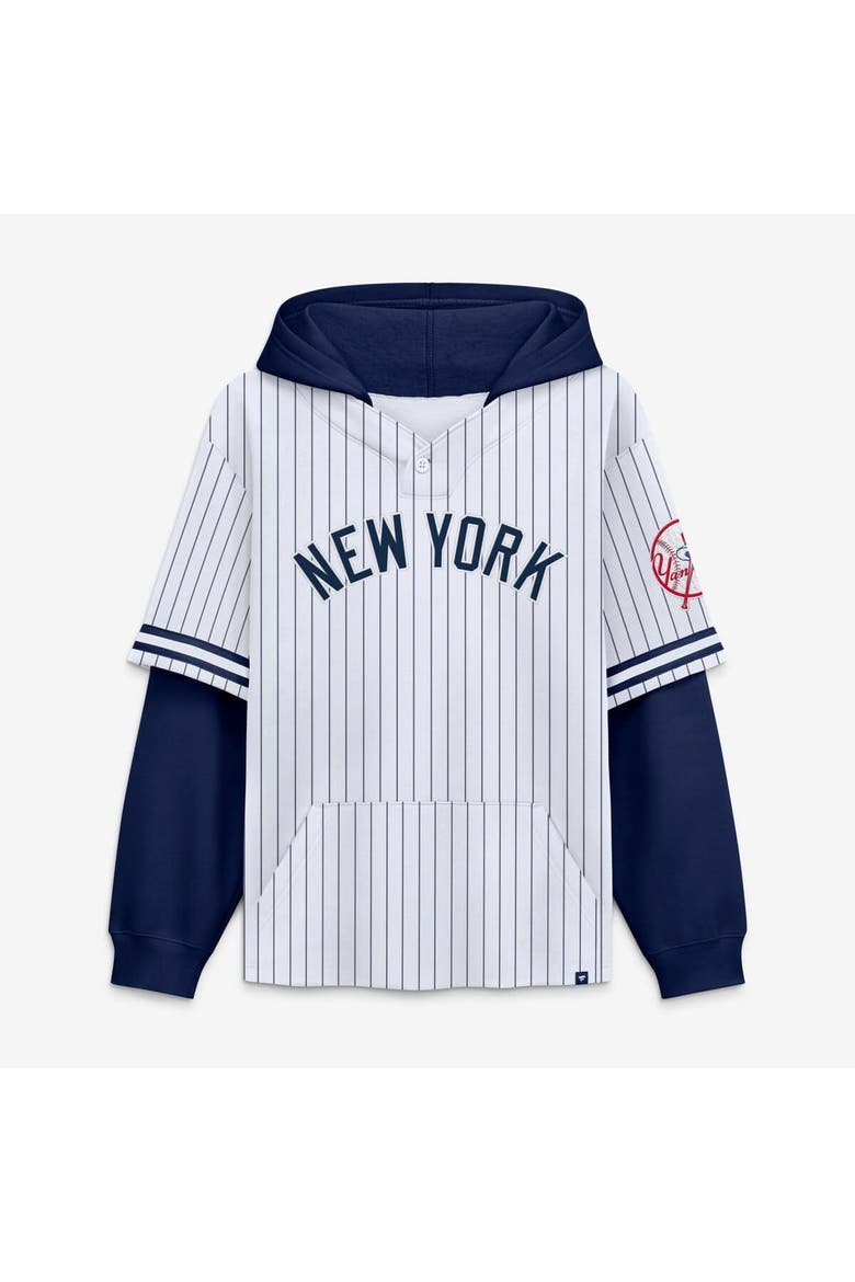 Men's Fanatics White/Navy New York Yankees Relaxed Fit Layered Pinstripe Hoodie, Main, color, White
