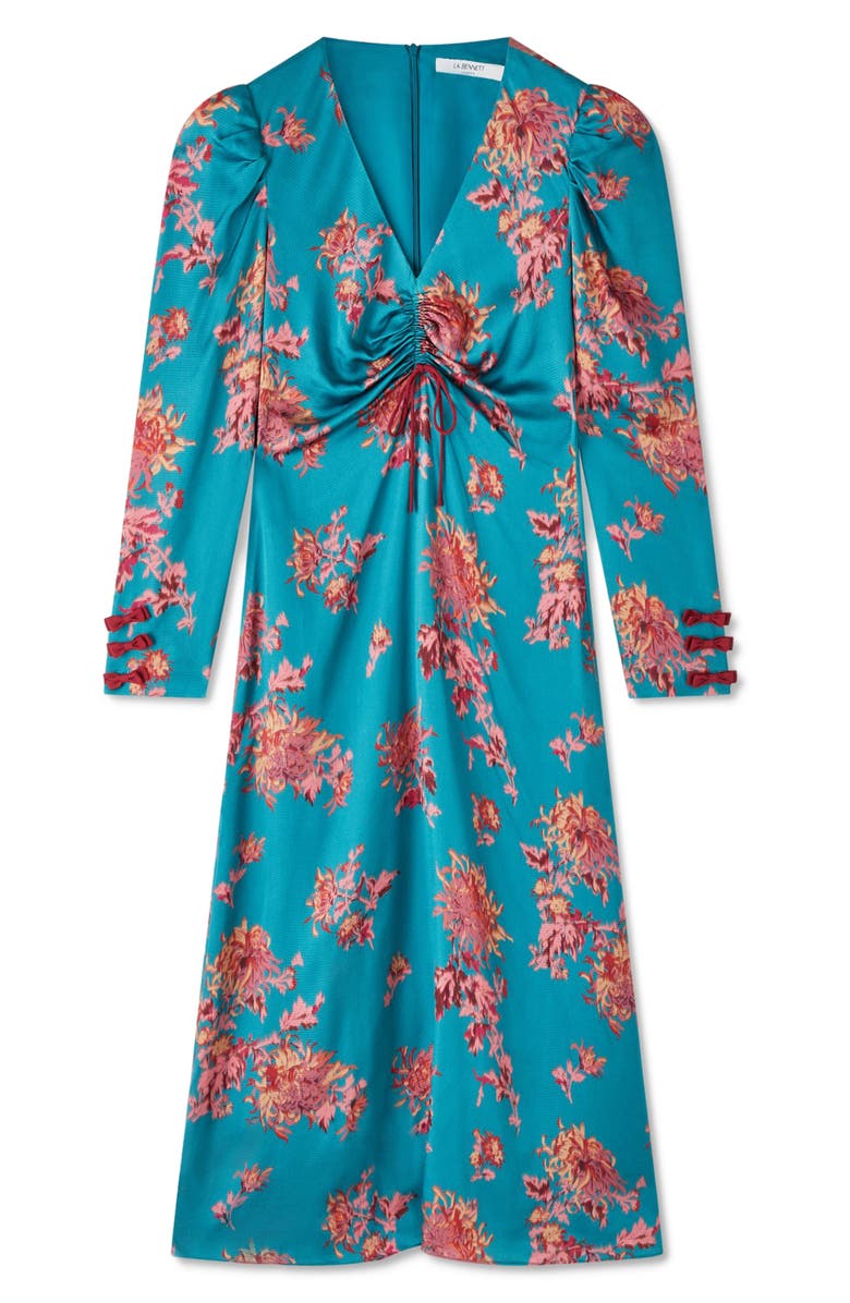 LK Bennett Celeste Floral Print Long Sleeve Midi Dress, Alternate, color, Blue Multi