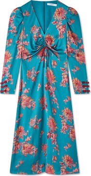 LK Bennett Celeste Floral Print Long Sleeve Midi Dress