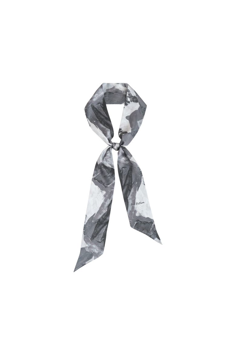 "Himalaya" Silk Neck Bow Scarf, Main, color, Grey