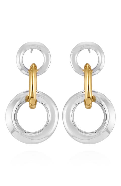 Two-Tone Link Drop Earrings