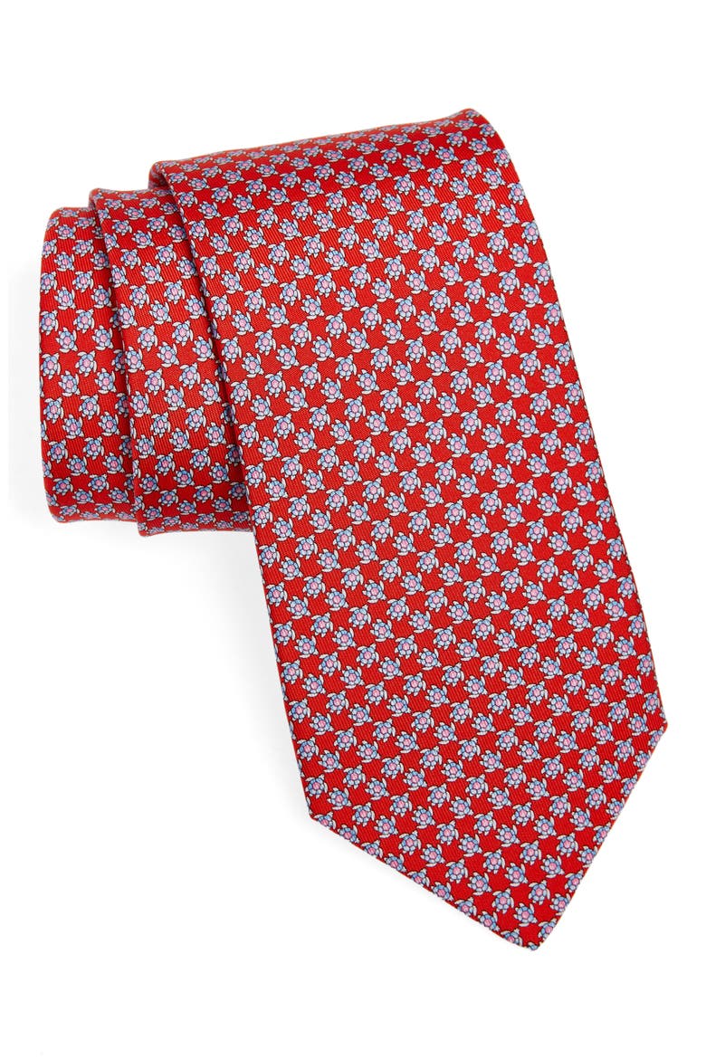 Tarta Sea Turtle Silk Tie, Main, color, ROSSO