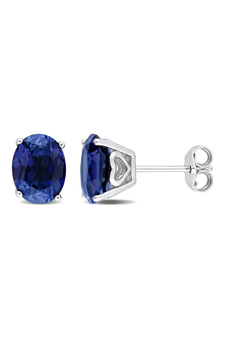 Lab-Created Blue Sapphire Oval Stud Earrings, Main, color, BLUE