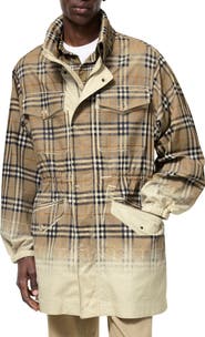 Burberry Lancaster Gradient Check Oversize Tropical Gabardine Parka