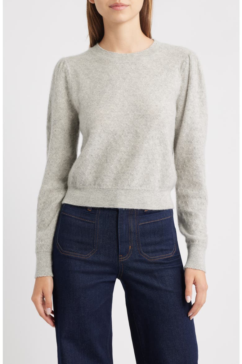 The Pointelle Cashmere Sweater, Main, color, LIGHT GREY HEATHER