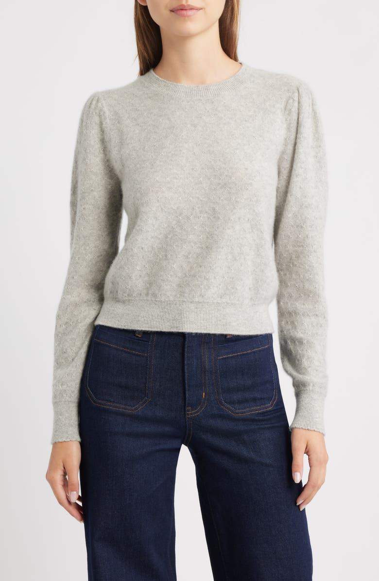 FRAME The Pointelle Cashmere Sweater, Main, color, Light Grey Heather