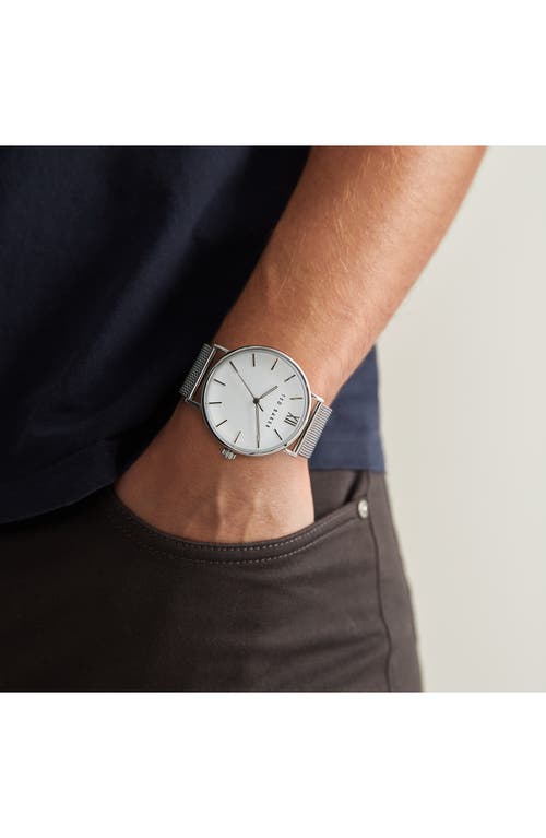Ted Baker Phylipa Gents Mesh Strap Watch, 43mm In Silver/white/silver
