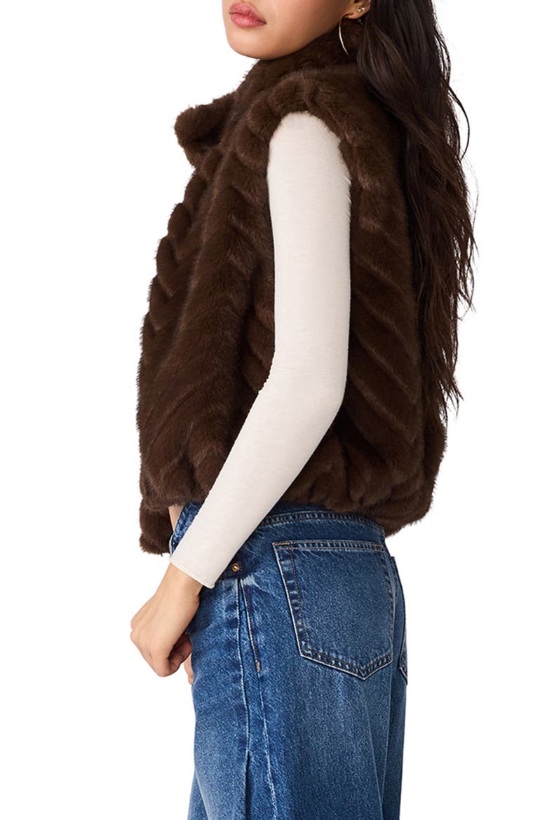 Luxie Faux Fur Vest, Alternate, color, DARK ESPRESSO
