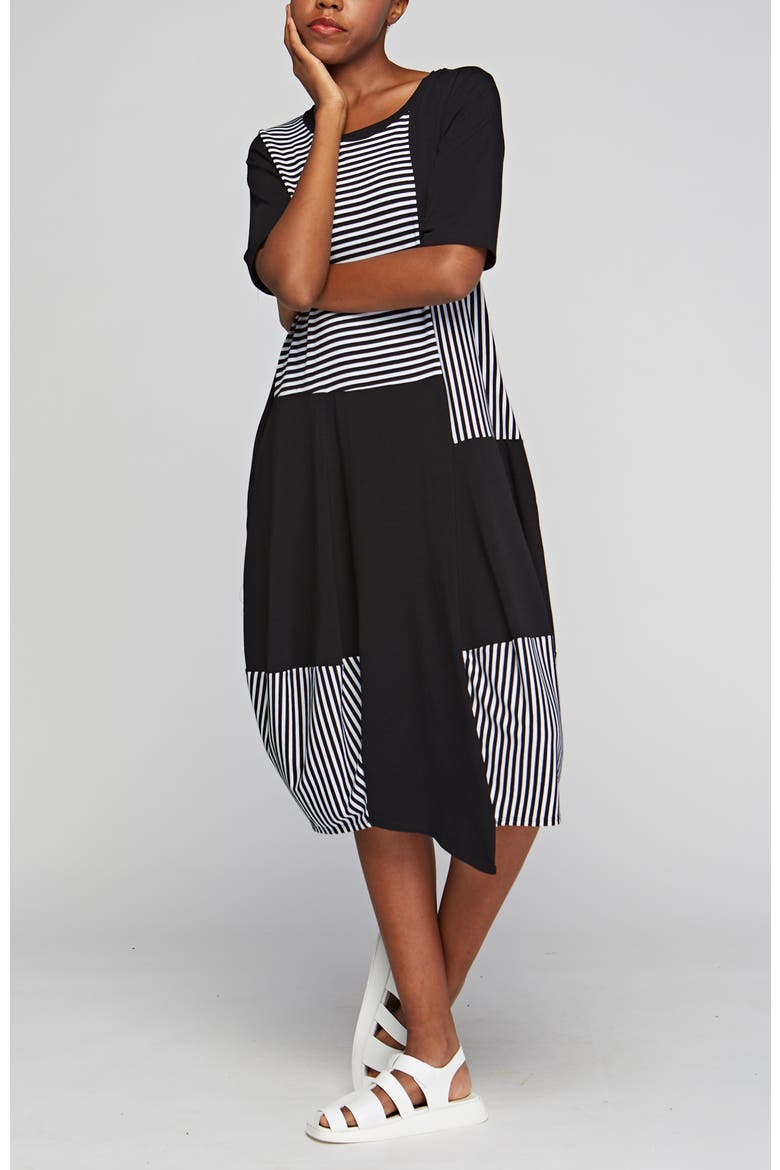 Clarion Striped Viscose Jersey Dress, Main, color, Black Striped