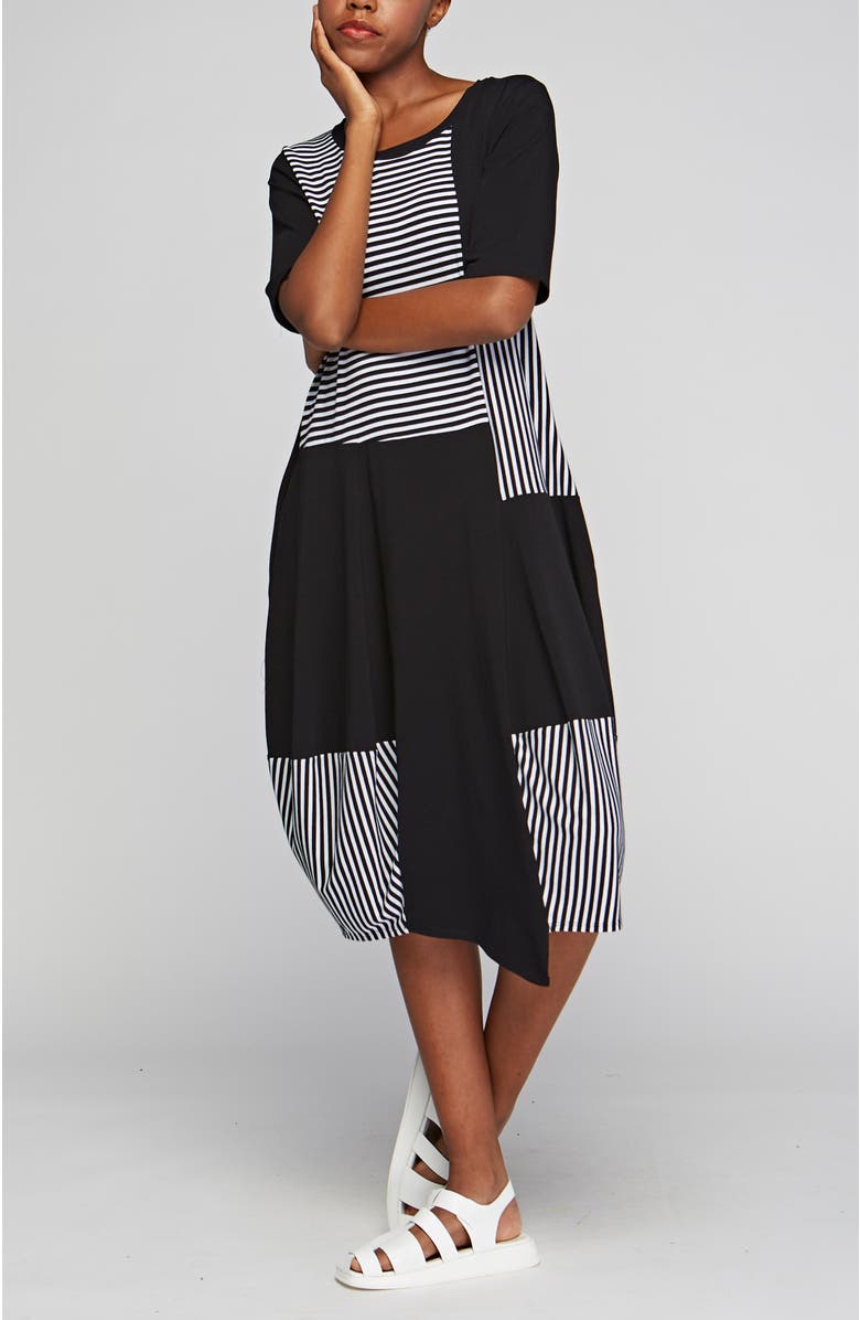 LUUKAA Clarion Striped Viscose Jersey Dress, Main, color, Black Striped