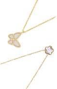 Adornia Set of 2 Mother-of-Pearl Butterfly & Clover Pendant Necklaces